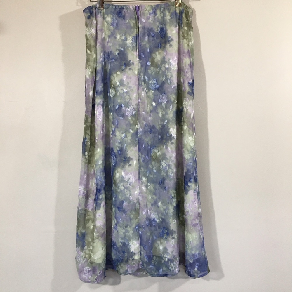 Watercolor Sheer Floral Fairycore Flowy Midi‎ Skirt - Picture 2 of 12